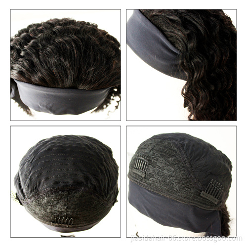 Wholesale Glueless Full Machine Made Wigs Curly Natural Black Color 100% Human Hair Non Lace Deep Wave Headband Wig